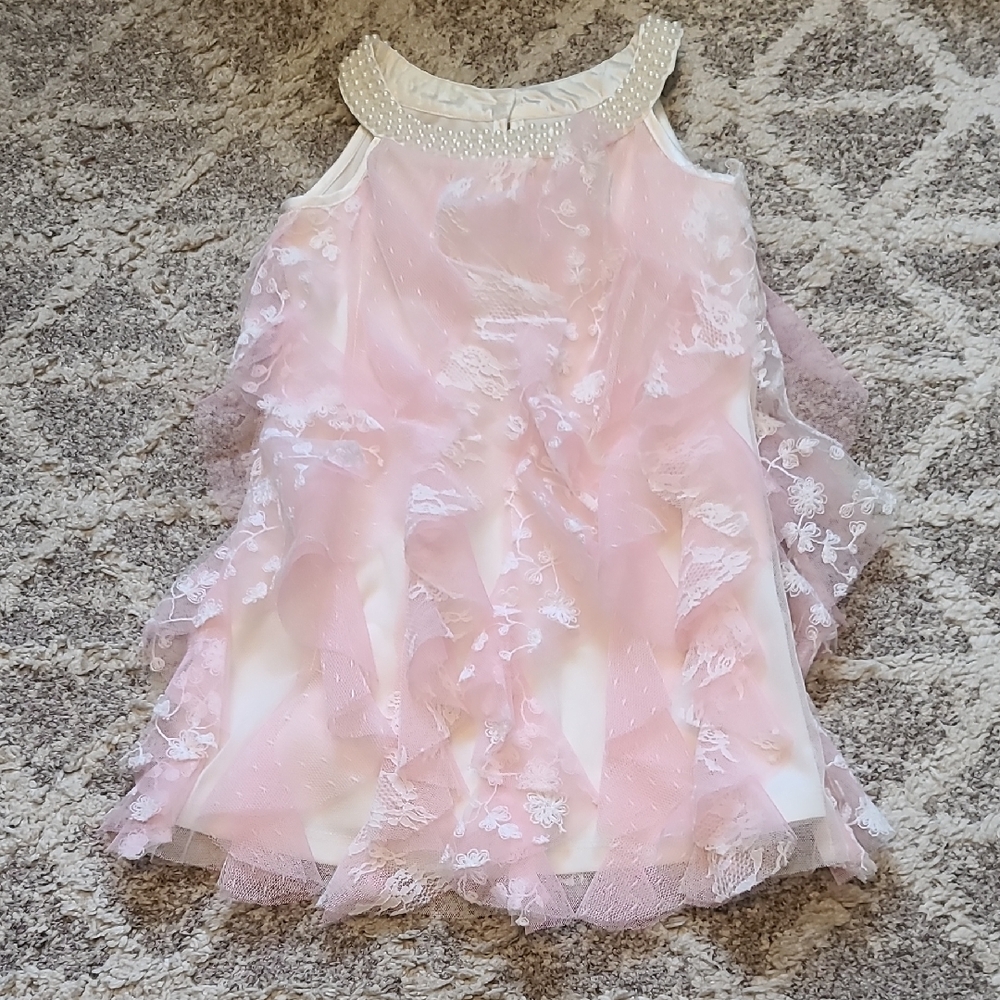 2 for $75 -Biscotti Girls 3T Pink Dress with Faux Pearl Neckline and Tulle Layer
